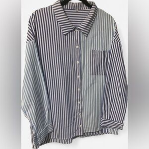 Striped Blue and White Button Down Shirt